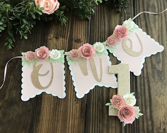 Floral high chair banner, floral party decor, floral banner, boho high chair banner, high chair banner, boho decor, floral 1st birthday