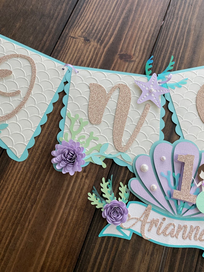 Download Mermaid 1st birthday banner mermaid cake topper mermaid ...