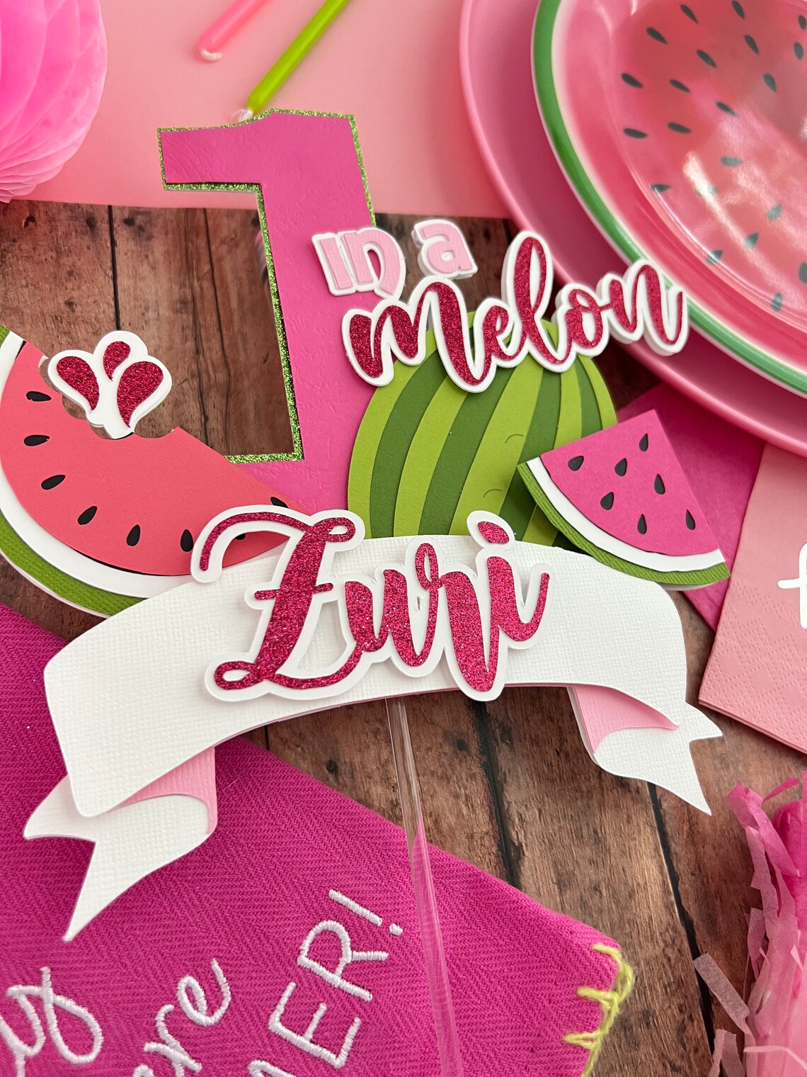 Topper Meilon One in a Melon Cake Topper, One in a Melon Party, One in a Melon First ...