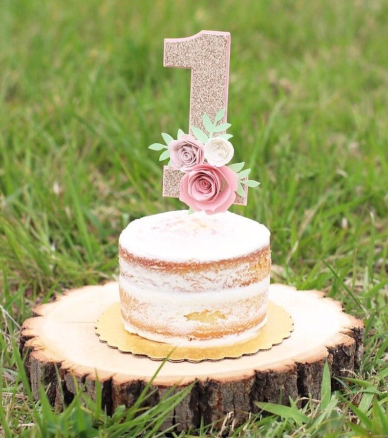 One year old cake topper Floral cake topper number 1 cake Etsy