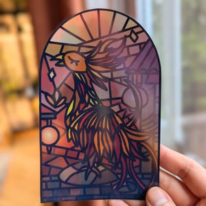 Mozaïek Fenikskunst ~ Mythische vogel ~ Holografische sticker ~ Chinese kunst ~ regenboograam ~ Leuke cadeau-ideeën ~ Origineel ontwerp ~ Decoratie