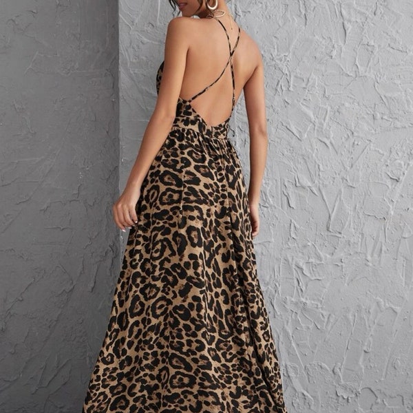 Leopard dress - low back leopard dress - Summer dress