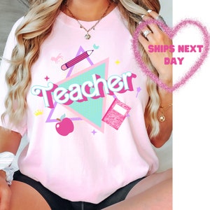 Teacher shirt, Pink Teacher Shirt, colorful teacher shirt, 90s shirt, 90s teacher shirt, colorful school shirt matching teacher shirt