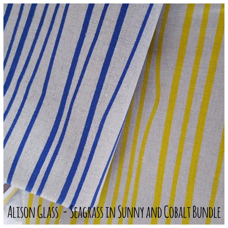 Alison Glass - Seagrass Linen Blend in Sunny and Cobalt bundle -