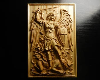 Archangel Michael Defeating the Devil Wall Art, Christian Decor, Saint Michael Plaque, Catholic Gift