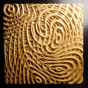 Wood carved picture wall decoration plaque. Abstract.Waves #2. Perfect gift