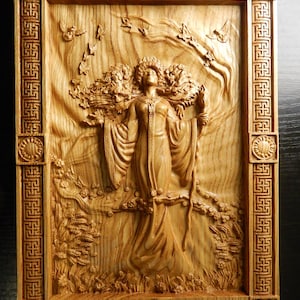 Decoración de pared de la diosa Zhiva, decoración de mitología eslava, placa de madera pagana, diosa de la fertilidad. imagen 2