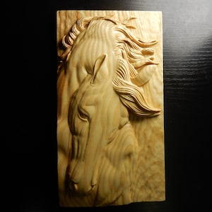 Wood carved picture wall decoration plaque. Horse's head. Perfect gift