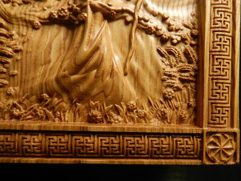 Decoración de pared de la diosa Zhiva, decoración de mitología eslava, placa de madera pagana, diosa de la fertilidad. imagen 5