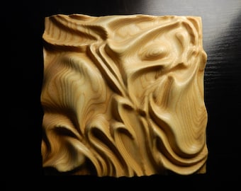 Placa decorativa de pared con imagen tallada en madera. Abstracto. Tela n.° 2. Regalo perfecto