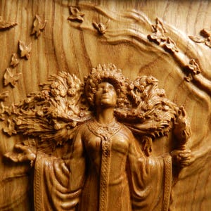 Decoración de pared de la diosa Zhiva, decoración de mitología eslava, placa de madera pagana, diosa de la fertilidad. imagen 3