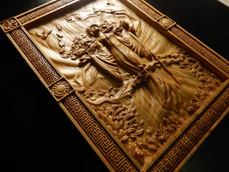 Decoración de pared de la diosa Zhiva, decoración de mitología eslava, placa de madera pagana, diosa de la fertilidad. imagen 6