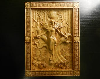 Arte mural de la diosa Mara, decoración pagana eslava, arte de brujería, placa mitológica