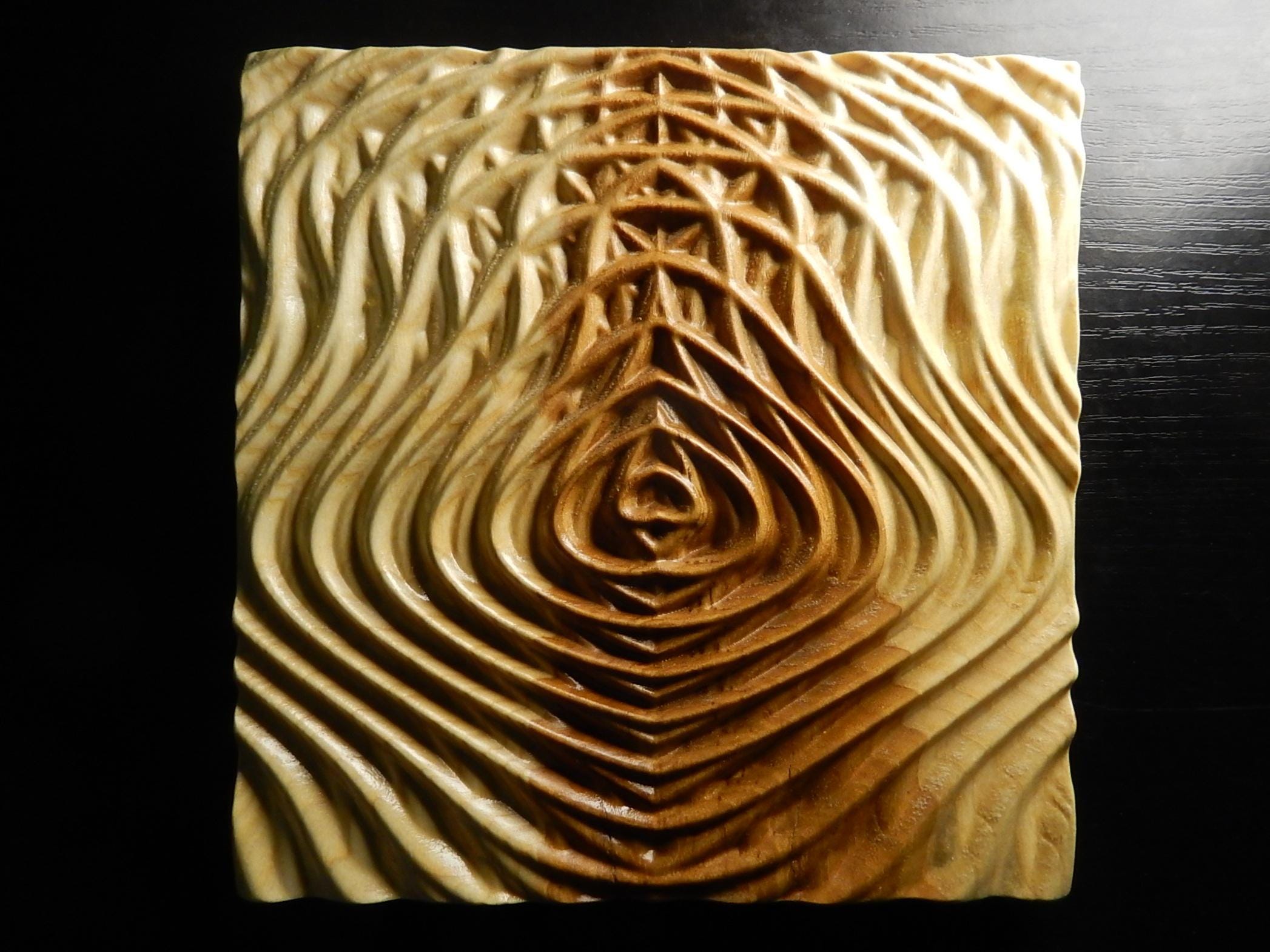 Wood carved picture wall decoration plaque. Abstract.Waves #3. Perfect gift