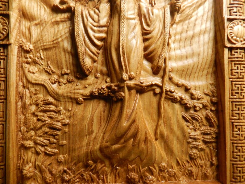 Decoración de pared de la diosa Zhiva, decoración de mitología eslava, placa de madera pagana, diosa de la fertilidad. imagen 4