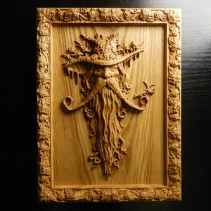 Wood carved picture wall decoration plaque. Spirit of the woods