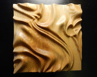 Placa decorativa de pared con imagen tallada en madera. Abstracta. Tela n.° 1. Regalo perfecto.