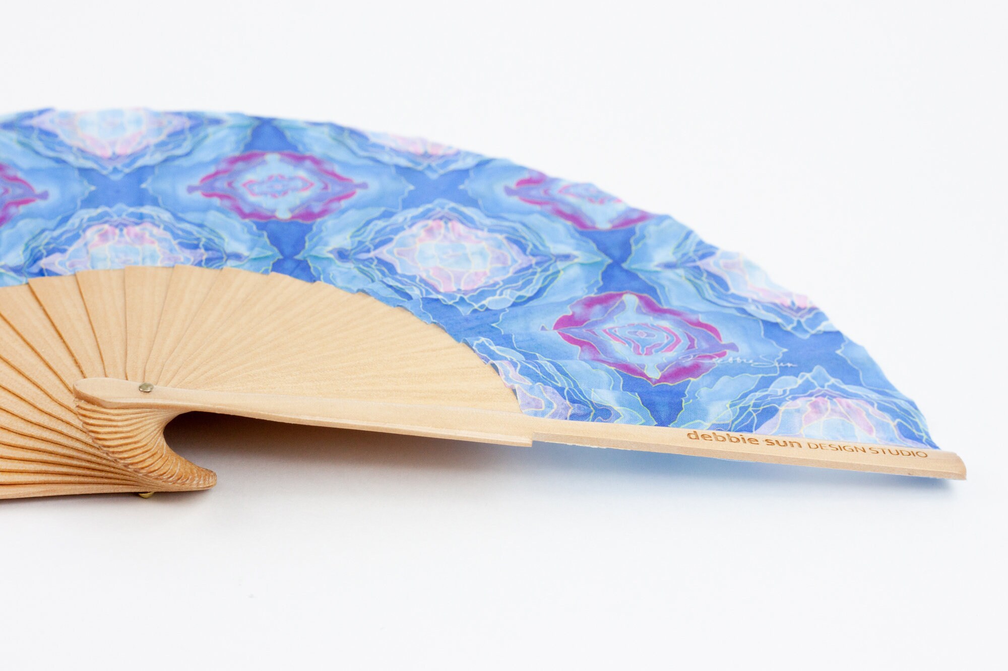 Dreamy Blue Folding Hand Fan Etsy