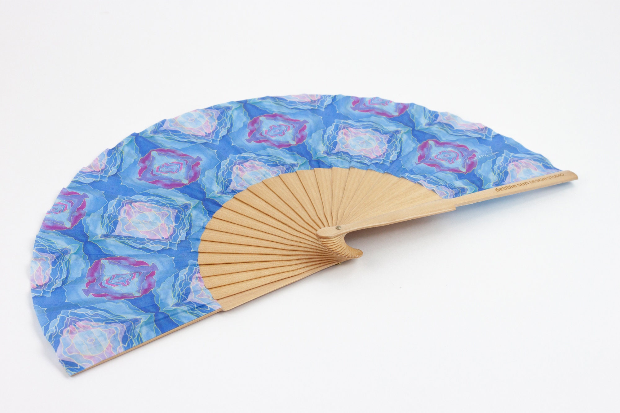 Dreamy Blue Folding Hand Fan Etsy