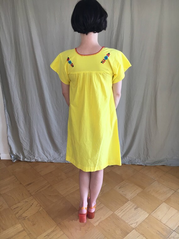 Vintage 1960s Yellow Summer Folk Dress Size S/M - image 4