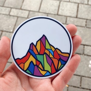Rainbow Ice Mountain Sticker | Waterproof Sticker | laptop sticker | inspirational sticker | LGBTQiA2+ | Mountain Circle Sticker | Rainbow