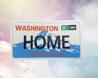 Washington Home State License Plate Sticker | Patriotic Sticker | America | Pacific Northwest | Seattle | PNW Sticker | Car Decal Sticker