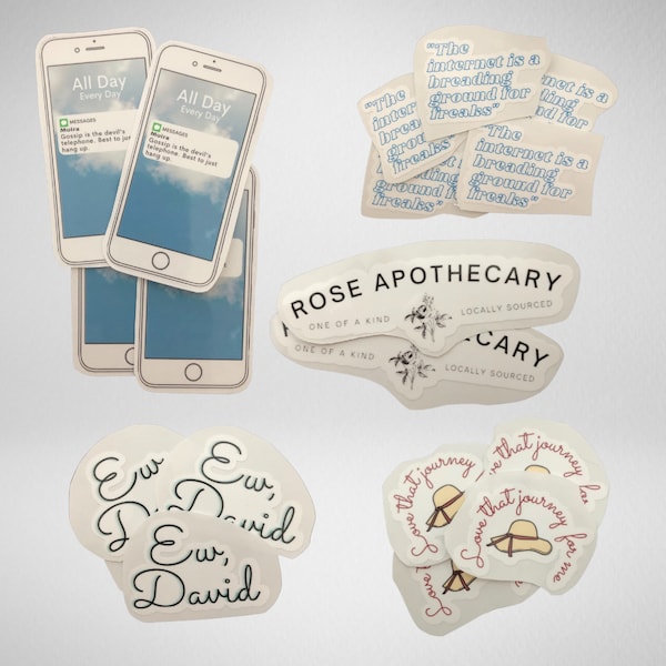 Schitts Creek Stickers | Ew David Stickers | Laptop Sticker | Waterproof Sticker | Rose Apothecary Sticker | Funny Stickers | Moira Rose
