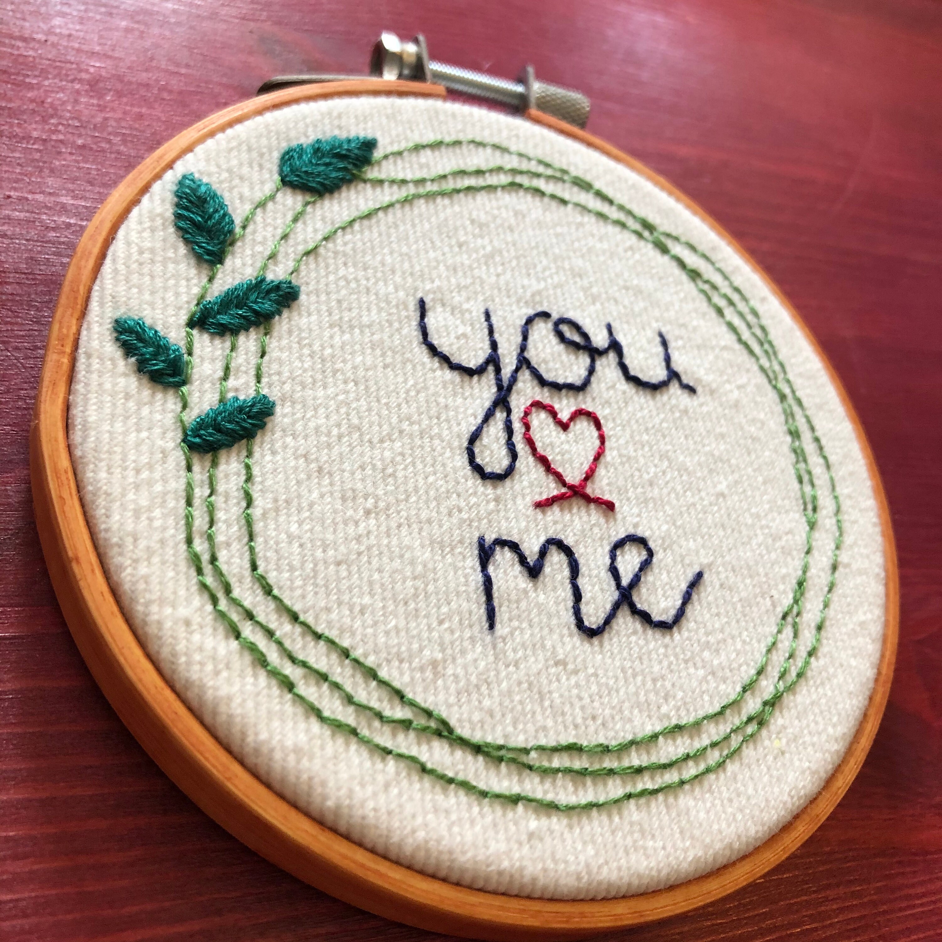 You me embroidery hoop i love you embroidery  bordado  etsy