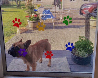 Stickers sérigraphiques empreintes de pattes | Stickers visibilité à l'écran pour chiens et chats | Stickers écran pour chiens | Décalcomanies pour porte moustiquaire pour plus de visibilité