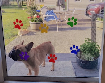 Paw Print Screen Decals | Screen Visibility Decals for dogs and cats | Screen Stickers for Dogs | Screen Door Decals for Visibility