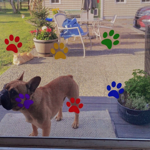 Paw Print Screen Decals | Screen Visibility Decals for dogs and cats | Screen Stickers for Dogs | Screen Door Decals for Visibility