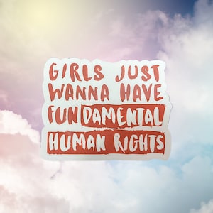Feminist Sticker | Waterproof Sticker | Female Empowerment | Respect Women | Girls just want to have fundamental human rights sticker | Fun