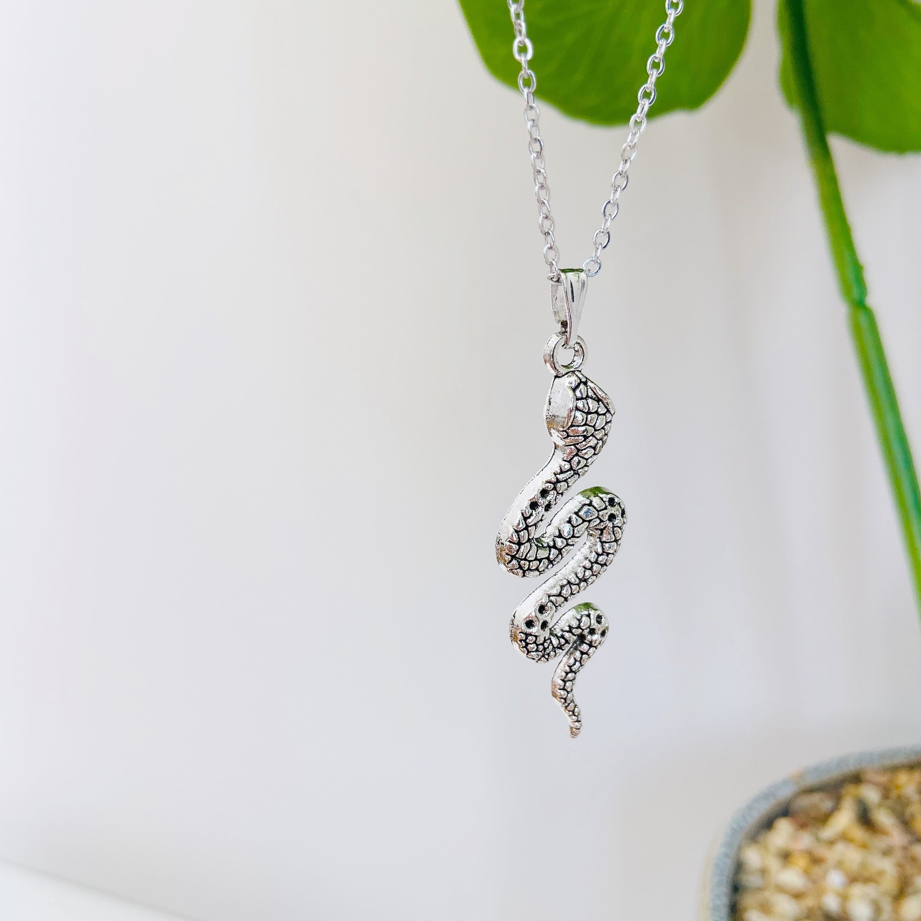 Snake Charm Necklace Serpent Necklace Reptile Necklace Etsy UK