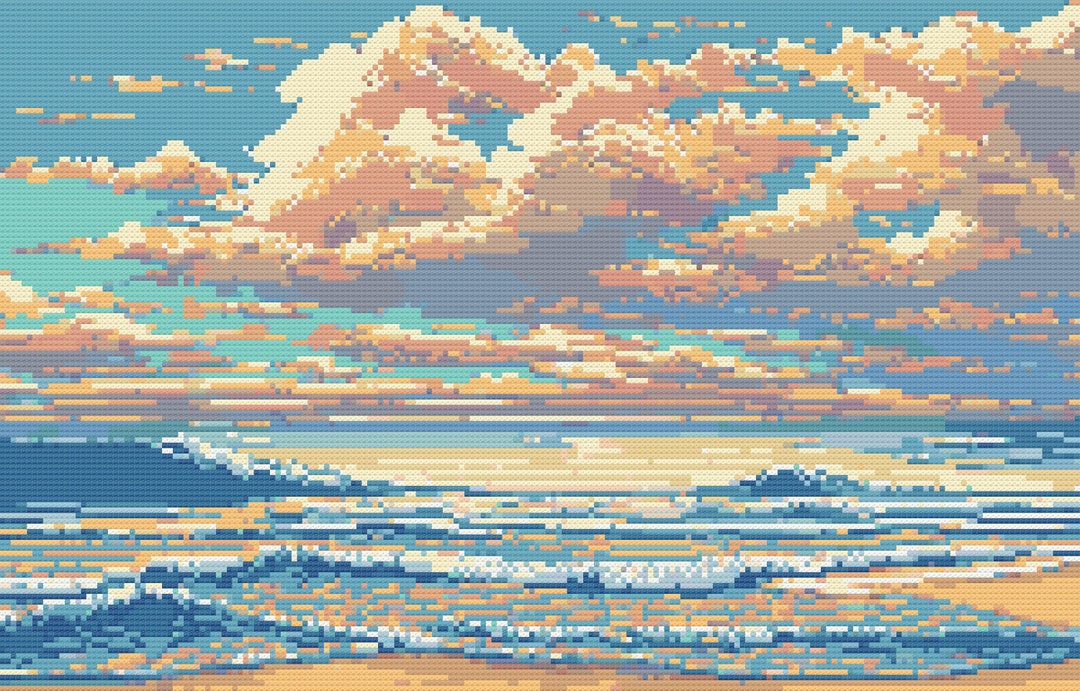 Sea With Clouds Cross Stitch Pattern PDF Full Coverage Cross Stitch ...