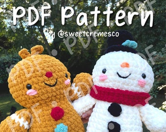 Gingerbread Man & Snowman 2-in-1 Crochet Pattern PDF Download