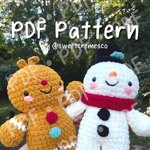 Gingerbread Man & Snowman 2-in-1 Crochet Pattern PDF Download