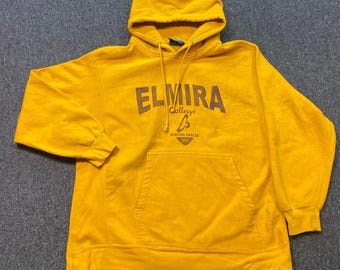 MV Sport Pro-Weave Elmira College Hoodie L Mens Yellow Soaring Eagles Streetwear