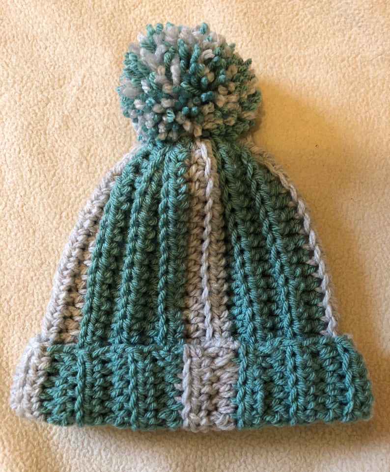 Stripe Crochet Beanie Hat