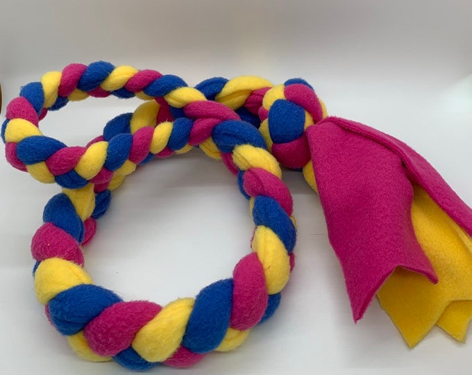 Dog Toy Fleece Braided Fleece Tug Rope With Handle Etsy