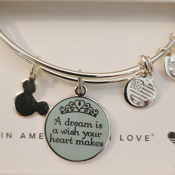 Disney Parks Collection Bracelet Alex And Ani "A Dream Is A Wish Your Heart Makes", Cinderella