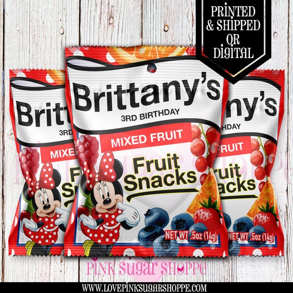Red Minnie Mouse Fruit Snacks Favors Fruit Snacks Minnie Etsy