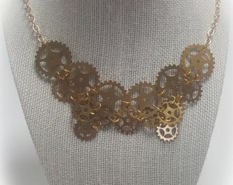 Suspended Gears Collar Necklace