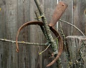Antique tongs for the pot, fire tool hand tongs,Home kiln tool ,Tool to move pots in the furnace,Rustic decor, a semicircular metal spear