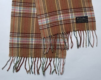 Sjaal met franjes van lamswol, made in Italy, geruite wol