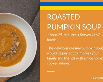 Roasted pumpkin soup, PDF Recipe, pumpkin soup recipe, Ukrainian pumpkin soup recipe,Tasty Interesting Dish Authentic Ukrainian Cuisine