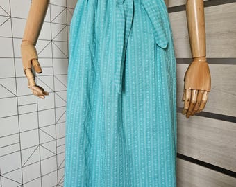 Vintage dirndlschort, turkoois Beierse schort, katoen, boerderij, Oktoberfest-festivalkleding, maat 40