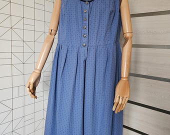 Vintage Blue Dirndl Dress, Austrian Folk Costume, Oktoberfest