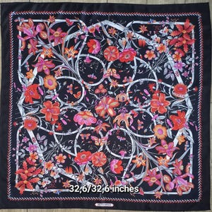 JIM THOMPSON Floral Silk Scarf, Vintage Authentic Jim Thompson Scarf, Big Silk Scarf, Floral design shawl,Made in Thailand, Gift for Her