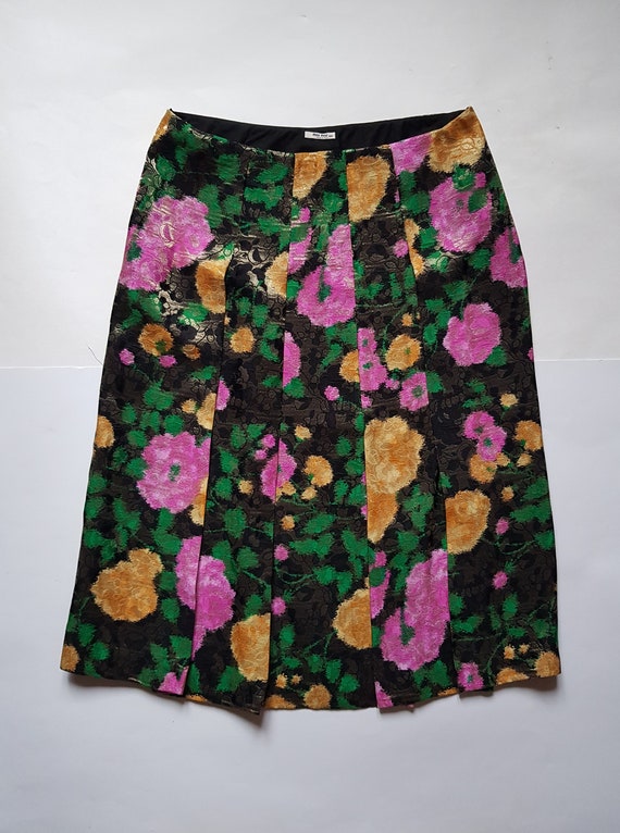 Vintage Miu Miu Skirtmiu Miu Pink Green Gold Black Silk Lurex - Etsy