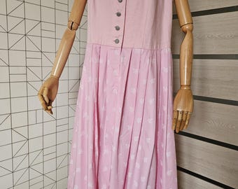Vintage Pink Dirndl Dress, Austrian Bavarian Folk Festival